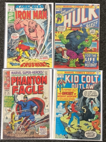 (4) marvel comics. Iron man, Hulk, phantom eagle, & Kid colt