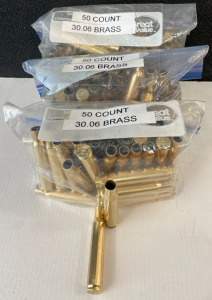 (150) Rounds 30.06 Brass