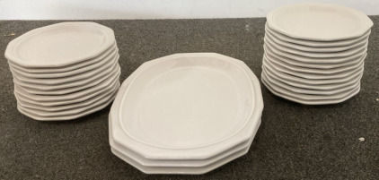 (24) Small Home Trends TM White Plates, (3) Home Trends TM White Platters
