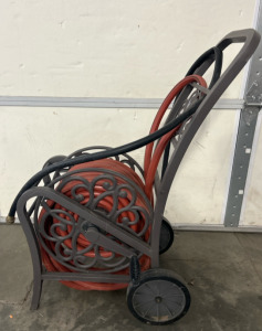 Metal Decorative Hose Cart W/ Hose