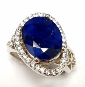 $1000 Silver Natural Big Sapphire (5+ct) Ring ( Size 8)