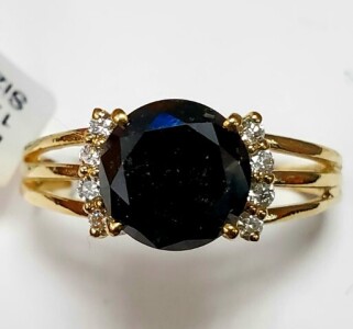$2500 10K Black Diamond(1.7ct) Natural Diamond(0.1ct) Ring