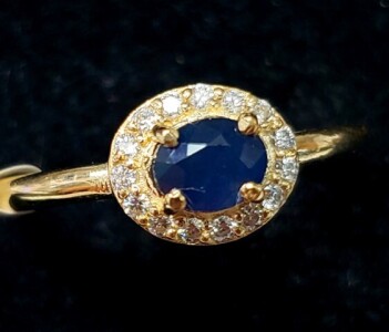 $1600 10K Natural Sapphire(0.4ct) Diamond(0.12ct) Ring