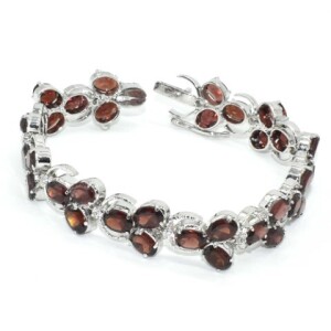 92.5 Sterling Silver & Red Garnet Bracelet
