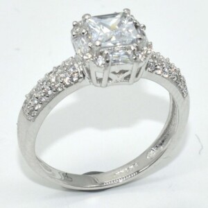 Silver Cubic Zirconia(1.35ct) Rhodium Plated Ring (~Size 6.5)(Ring is resizable for $40) (~length 0inches) (~weight 3.05g)