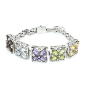 92.5 Silver & Mix Semi Precious Stone Bracelet