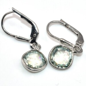 Silver Blue Topaz Swiss(2.05ct) Rhodium Plated Earrings (~Size 0) (~length 0inches) (~weight 1.85g)
