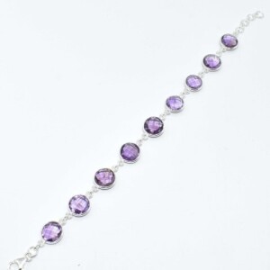 Silver Amethyst(17.75ct) Hand Made Bracelet (~Size 0) (~length 7.5inches) (~weight 9.65g) (Estimated Selling Price from $39 to $78)