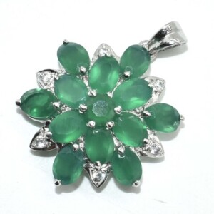 Silver Green Onyx CZ (8.1 Cts) Pendant