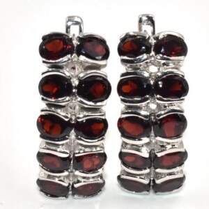 Silver (10.3 Grams) Garnet (4.9Cts) Earrings