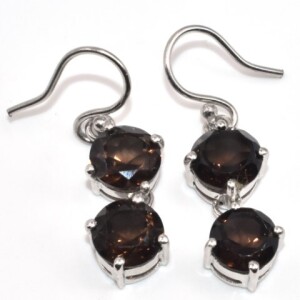 Silver (5.05Gms) Smokey Quartz (4.45 Cts) Earrings