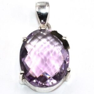 Silver (5.9Gms) Pink Amethyst (11.7 Cts) Pendant