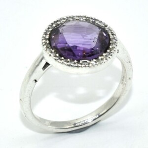 Silver Amethyst CZ Ring Size 7
