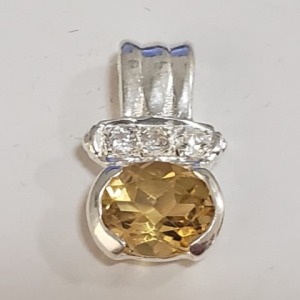 $100 Silver Citrine CZ Pendant
