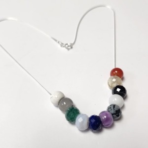 $300 Silver Genuine Multi Gemstone 17" Necklace