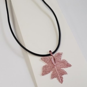 Natural Leaf With Leather Cord Necklace