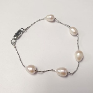 $100 Silver Fresh Water Pearl 7.5" Bracelet
