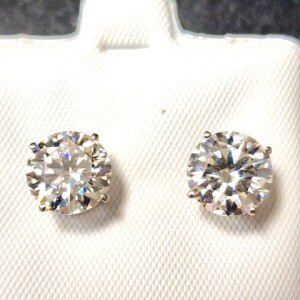 $1950 14K White Moissanite Test Like Diamond Looks Better(3.5ct) Earrings