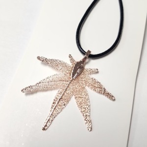 Natural Leaf With Leather Chord Necklace