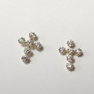 $140 14K Cz Cross Earrings