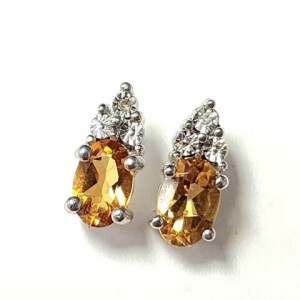 $240 Silver Citrine And Diamond Earrings