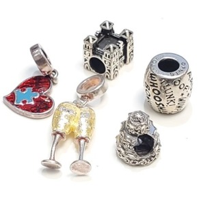 $160 Silver Pack Of 5 Pandora Style Beads