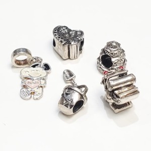 $150 Silver Pack Of 5 Pandora Style Beads