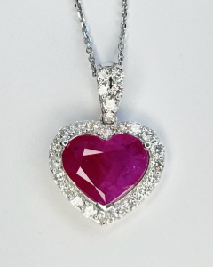 $17,860 Value, Platinum GIA Burmese Ruby & Diamond Pendant