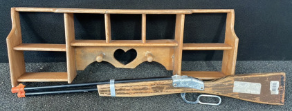 Wooden Trinket Shelf & Toy Gun