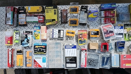 Tote of Assorted Fittings, Nails, Screws & MORE!
