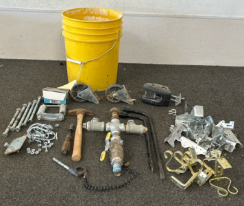 5 Gallon Bucket W/ Assorted Tools, Fasteners, Branch Pipe Connector & More