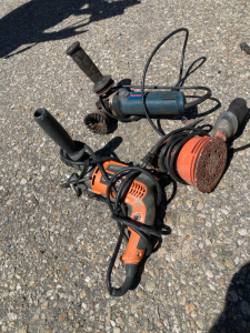 Bosch Grinder, Black And Decker Orbital Sander, And Rigid Drill (eb)