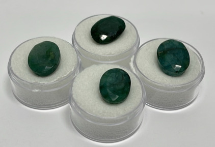 (4) Brazilian Emeralds Cut And Faceted Gemstones 15.4ct, 12.7ct, 10.25ct, 9.95ct