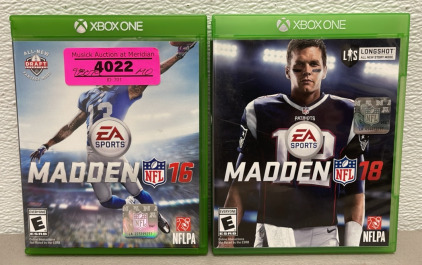 (2) XBOX ONE Game Discs… Madden 16 And Madden 18