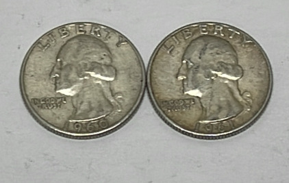 (2) Silver Washington Quarters Dated 1960 And 1961