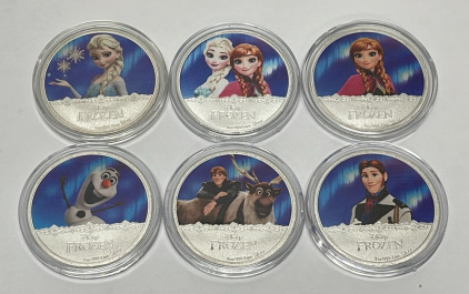 (6) Disney “Frozen” Movie Silver Plated Collectible Coins