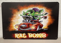 (3) Metal “Rat Rod” Signs 12”x 8” - 4