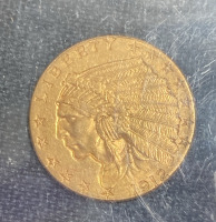 1912 $2.50 Indian Quarter Eagle EF Gold - 2