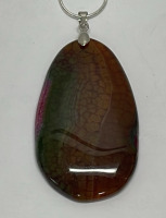 101.50ct. Rainbow Dragon Veins Agate Gemstone Pendant W/ .925 Silver Necklace - 2