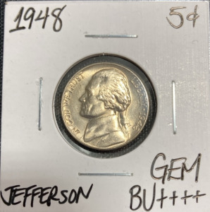 1948 Gem BU++++ Vintage Jefferson Nickel