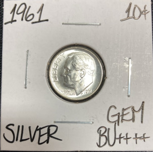 1961 Gem BU++++ Silver Roosevelt Dime