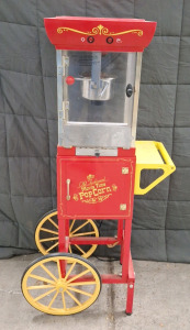 (1) Old Fashioned, Wheeled Popcorn Machine