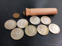 8) Assorted Year Half Dollars and 50c Roll Wheat Pennies