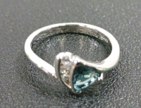 .925 Silver Faceted Aquamarine Ring Sz 8