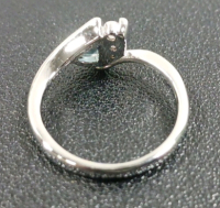 .925 Silver Faceted Aquamarine Ring Sz 8 - 2