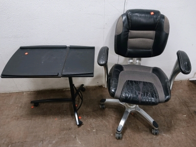 Office Chair and Small Rolling Desk 24x12x24