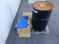 50 Gallon Steel Drum and Industrial Tarp