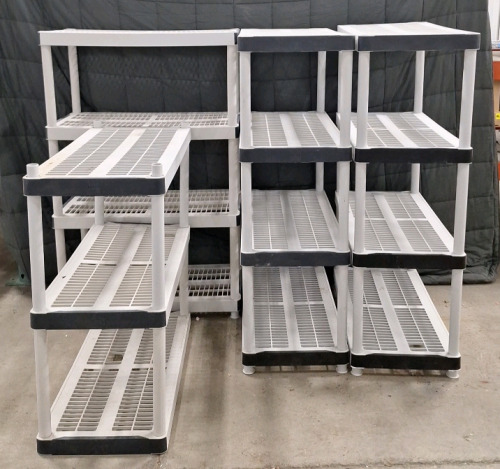 (4) Plastic Shelving Units