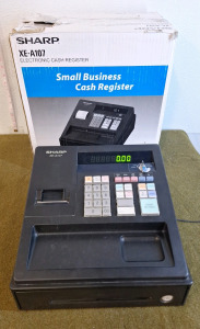 (1) Sharp XE-A107 Electronic Cash Register W/(2) Keys & AC Adapter