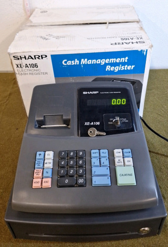 (1) Sharp XE-A106 Electronic Cash Register W/ Operator & Drawer Key